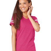 Women's Football V-Neck Fine Jersey Tee